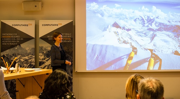 Raluca Rusu, CEO, speaking at the opening of R Systems Suisse in Bern, Switzerland