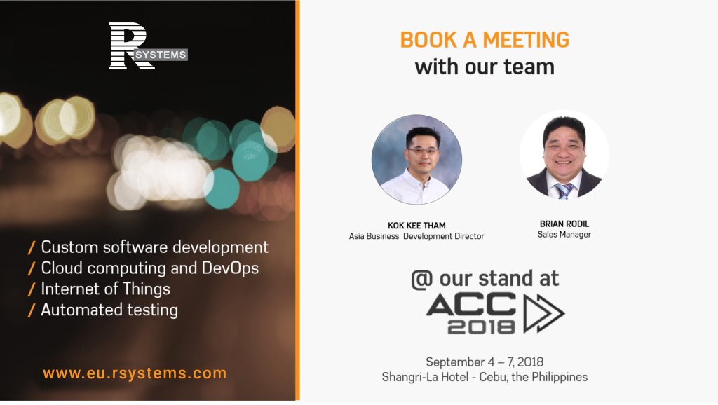 Book a meeting with R Systems team at ACC2018, Cebu, the Philippines